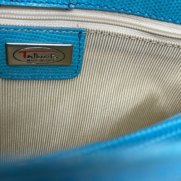 Talbots Vintage 1980s Teal Leather Bamboo Bag - Picture 14 of 16